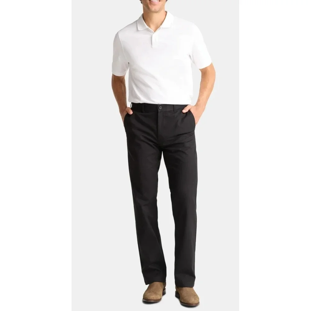 George Mens Wrinkle Resistant Flat Front Khaki Pants Black Soot Size 36 x 30